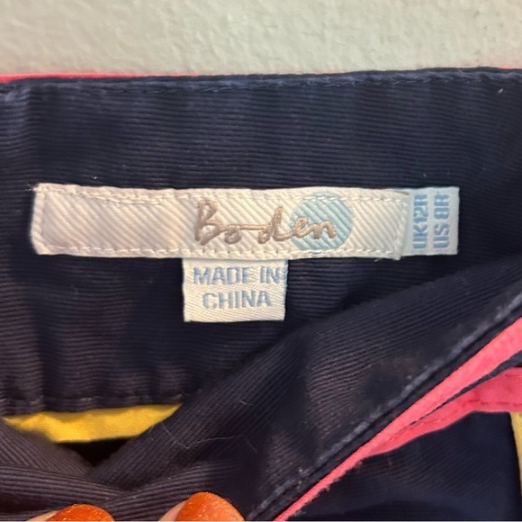 Boden Contrast Piping Skirt Womens Size 8 Navy Blue Mini Cotton Colorful - Picture 5 of 6